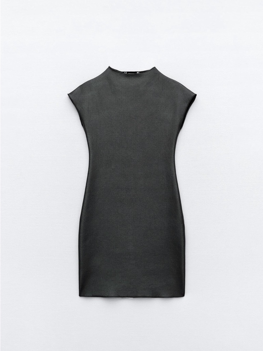 Zara Black Cap-Sleeve Mini Shift Dress